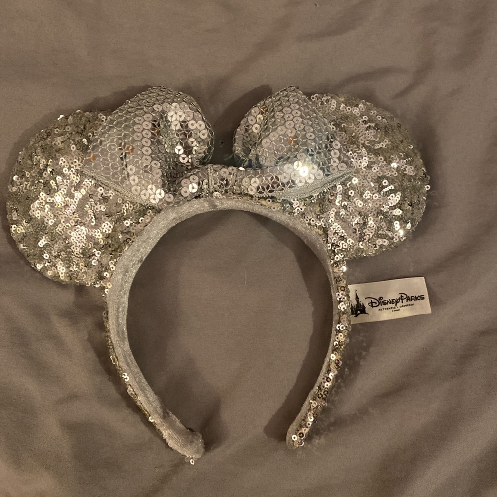 Disney Silver Sequin Minnie Ears Headband